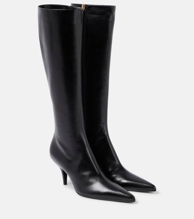 The Row Sling Leather Knee-high Boots In Black