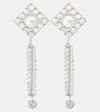 Alessandra Rich Crystal Earrings W/ Pendant In Multicoloured