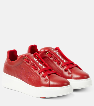 Max Mara Maxi Leather Trainers In Red