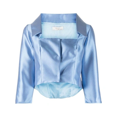 Fely Campo Satin-finish Cropped Jacket In Blue