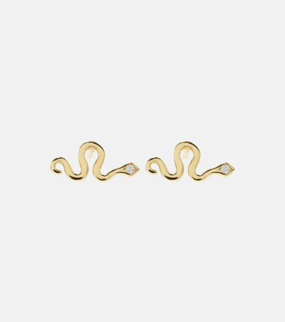 Ileana Makri Little Snake 18kt Gold Earrings With Diamonds