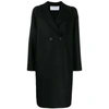 Harris Wharf London Black Double-breasted Coat With Dropped Shoulders In Wool Woman In Black