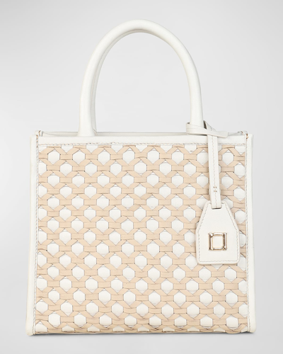 Rafe Ayesha Woven Leather Top-handle Bag In White Tan