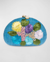 Rafe Berna Floral Straw Clutch Bag In Turquoise Multi