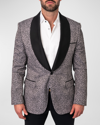 Maceoo Ceremonial Grey Flocked Shawl Collar Dinner Jacket In Grey