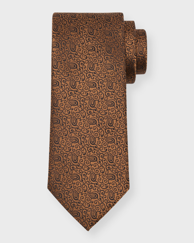 Zegna Men's 100 Fili Paisley Jacquard Silk Tie In Medium Brown