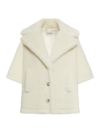 Max Mara Womens Sand Aleggio Relaxed-fit Wool-blend Cape In White