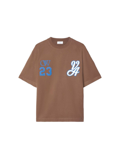 Off-white T-shirts In Brown/blue