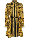 Versace Heritage Baroque-print Silk Minidress In Black