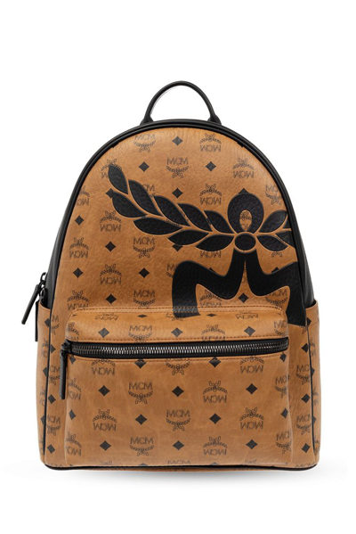 Mcm Medium Stark Mega Laurel Visetos Zipped Backpack In Multi