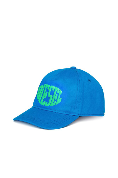 Diesel Kids Fbol Logo Printed Baseball Hat In Blue