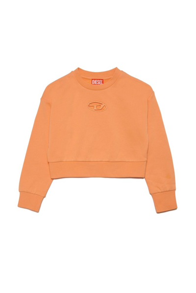 Diesel Kids' Straslium Logo-embroidered Sweatshirt In Orange