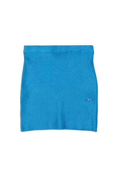 Diesel Kids' Gargetti Skirt  Metallic Cotton Skirt With Oval D Plate In Blu
