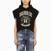 DSQUARED2 BLACK SLEEVELESS COTTON SWEATSHIRT WITH LOGO