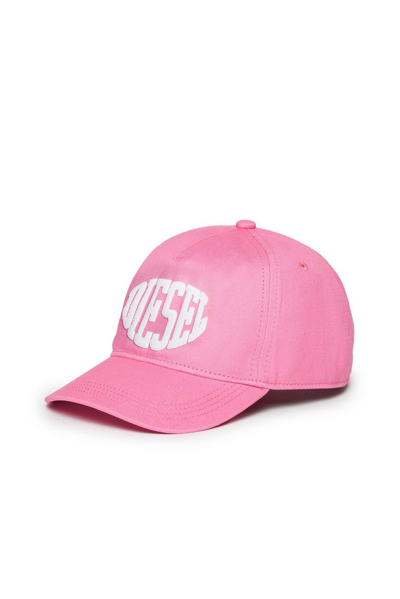 Diesel Kids Fbol Logo Printed Baseball Hat In Pink