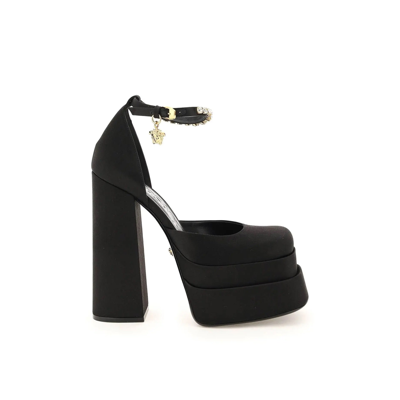 Versace Medusa Satin Platform Pump In Black