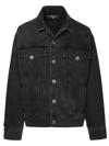 Balmain Logo-tape Denim Jacket In Black
