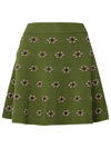 Kenzo Wool Floral Motif Mini Skirt In Green