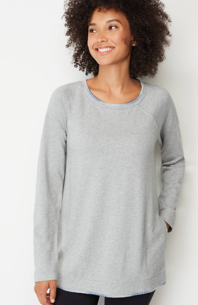 Jjill J.jill Fit Ombré-stitched Tunic Sweatshirt In Grey Heather Multi