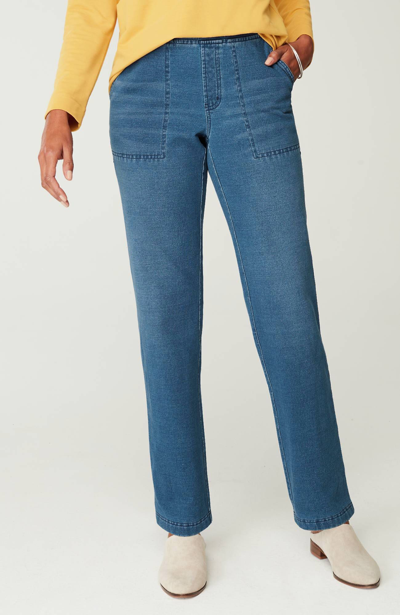 Jjill J.jill Pure Jill Brushed-back Indigo Pants In Crystal Cove Wash