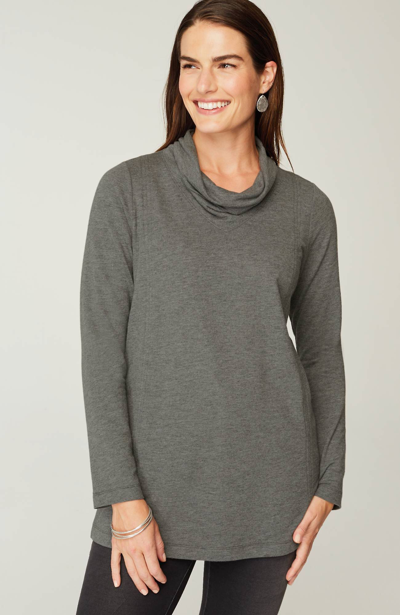 Jjill J.jill Pure Jill Harmony Cowl-neck Tunic In Charcoal Heather