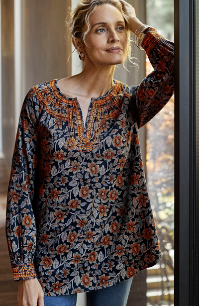 Pure Jill Kantha-Stitched Linen Dress