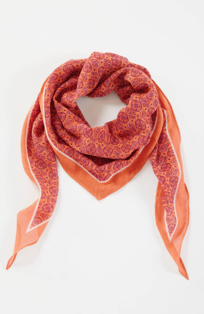 Jjill J.jill Medallion-printed Diamond Scarf In Dark Tangerine Cheerful Medallions