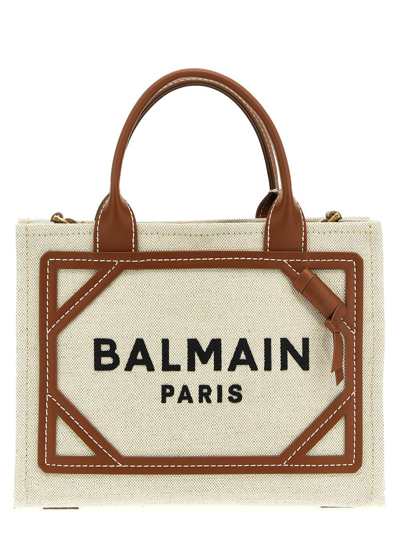 Balmain B-army Small Shopping Bag In Beige