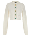 Balmain Cropped Cardigan With Jewel Buttons In White