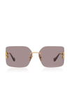 Miu Miu Runway Rimless Square Metal Sunglasses In Pink