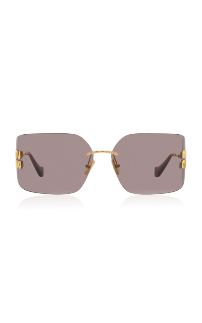 Miu Miu Runway Rimless Square Metal Sunglasses In Pink