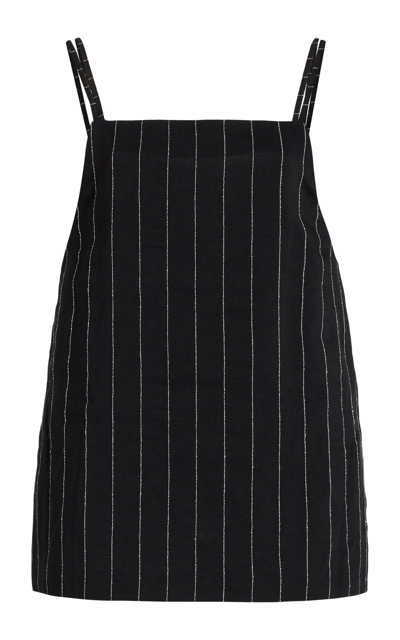 Loulou Studio Eos Pinstriped Top In Black & Ivory