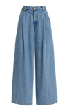 AGOLDE ELLIS PLEATED DENIM WIDE-LEG TROUSERS