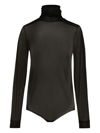 Maison Margiela Sheer Viscose Jersey T-neck Bodysuit In Black