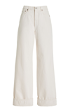 Agolde Luna Pieced Cotton Denim Baggy Jeans In White