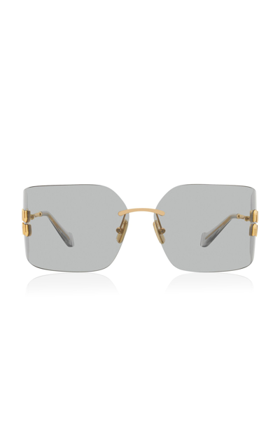 Miu Miu Runway Rimless Square Metal Sunglasses In Grey