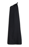 Loulou Studio One-shoulder Twisted Silk Midi Dress In Black