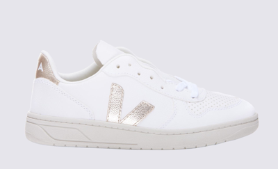 Veja White Faux Leather Sneakers In Extra-white/platine
