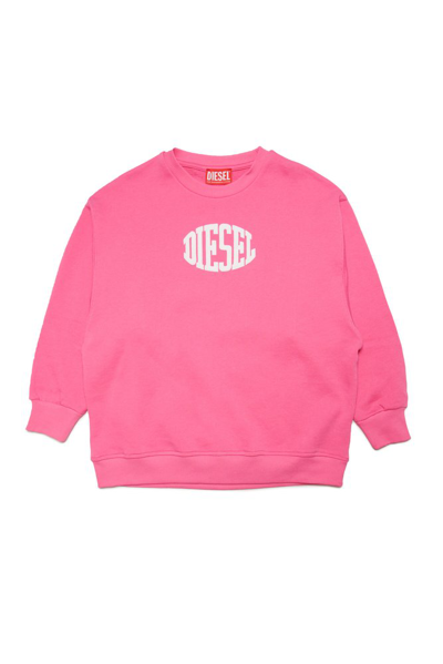 Diesel Kids' Siwi Cotton Sweatshirt In Candy Pink