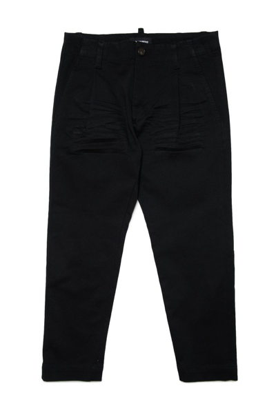 Dsquared2 Kids Logo Patch Tapered Leg Pants In Black