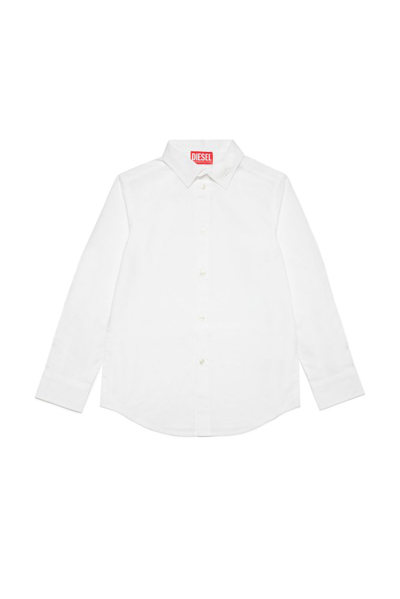 Diesel Kids' Cping Shirt  Oval D Branded Poplin Shirt In White