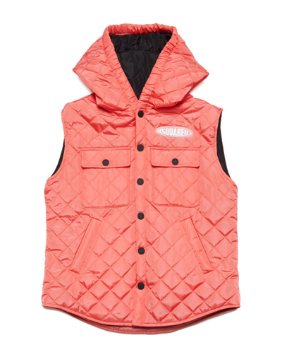 Dsquared2 Kids' Quilted Hooded Waistcoat In Pink