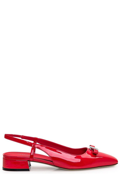 Ferragamo Salvatore  Mini Bow Detailed Slingbacks In Red