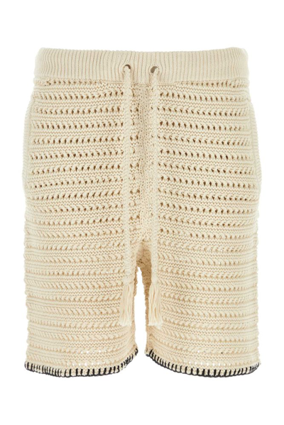 Alanui Crochet-knit Drawstring Shorts In White