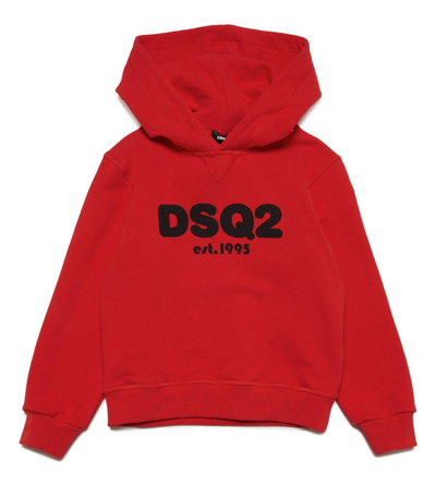 Dsquared2 Kids Logo Printed Straight Hem Hoodie In Red