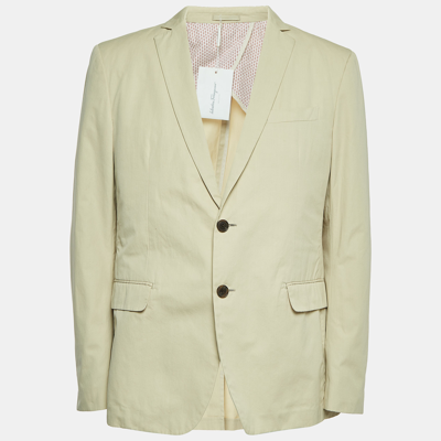 Pre-owned Ferragamo Beige Cotton Single-breasted Blazer Xxl