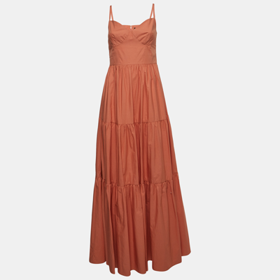 Pre-owned Elisabetta Franchi Orange Cotton Maxi Dress Xl