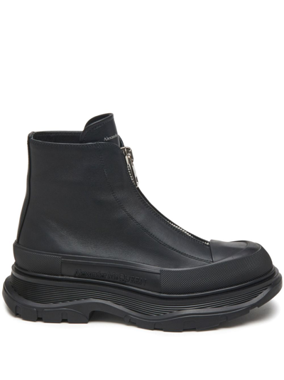 Alexander Mcqueen Black Tread Slick Leather Boots