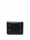 MAISON MARGIELA BLACK BIFOLD WALLET WITH STITCHING DETAIL AND KEY RING IN GRAINED LEATHER WOMAN MAISON MARGIELA