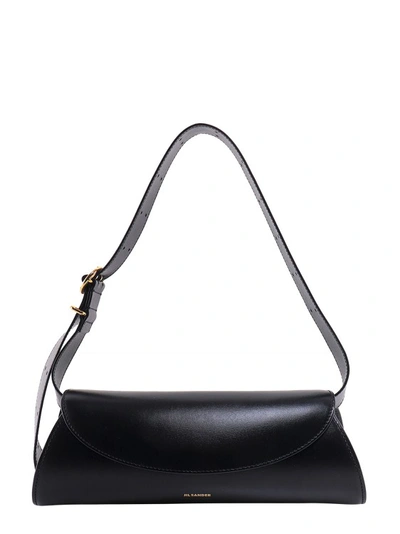 Jil Sander Black Cannoli Structured Leather Shoulder Bag In Gray